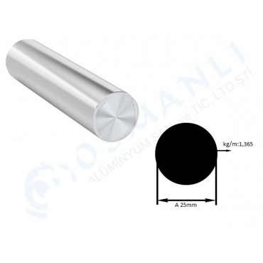 Alüminyum dolu çubuk çap  25mm